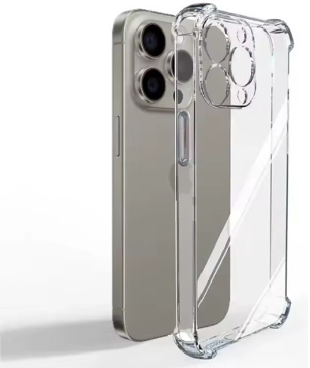 Telefoonhoesje voor iPhone 16 Pro Max incl gratis screenprotector - Transparant - Case - Cover - Backcover - Hoesje