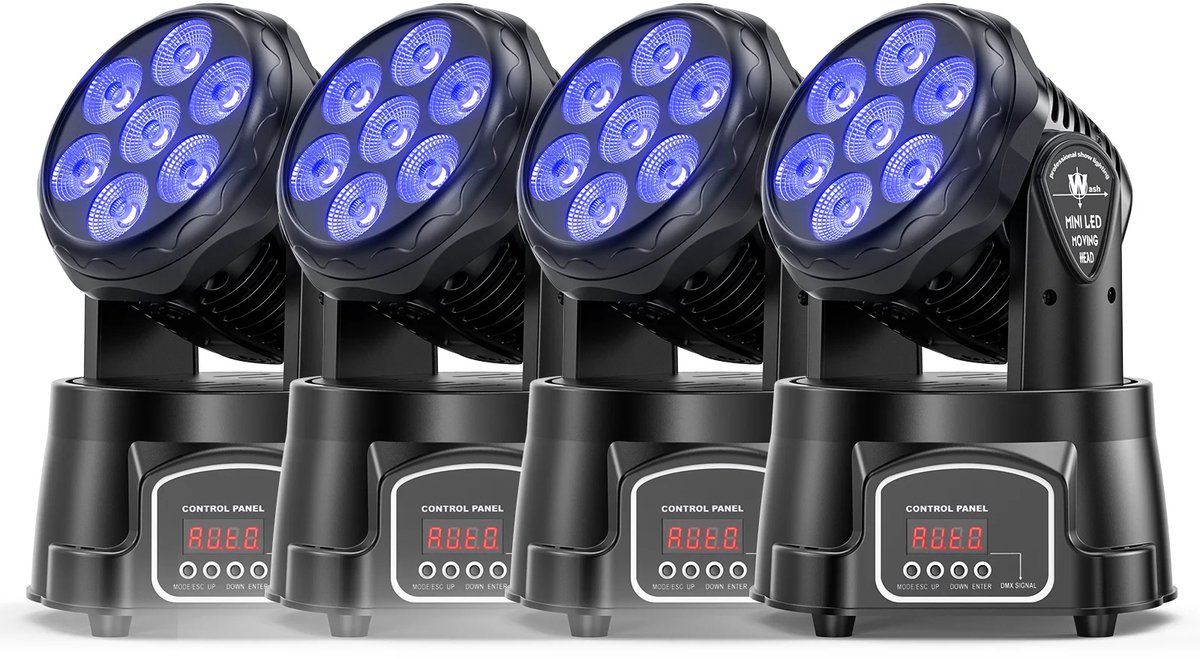 Fubzz Moving Head Spots - 4 Stuks 150W Beam Lampen - DMX512 Stage Verlichting - 18 Prismas En 8 Gobo's - DJ En Feestverlichting