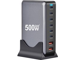 GaN3 500W – USB‑C – USB-A – Snellader – Desktop Oplader – 100W PD Fast Charging – Voor Laptop & Smartphone
