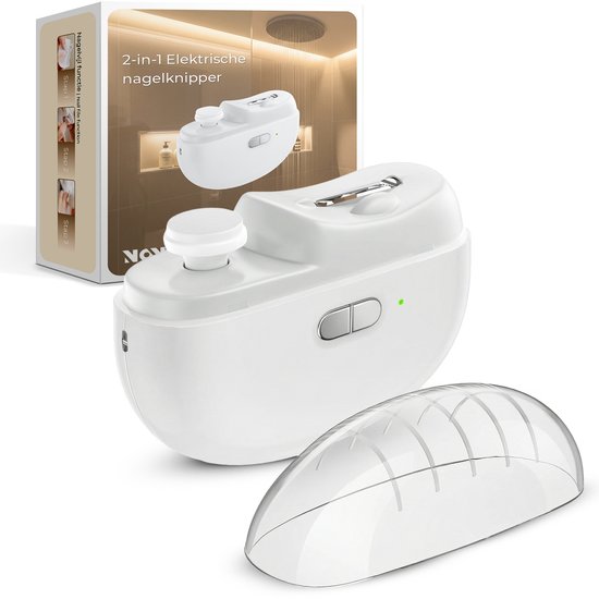 Tondeuse à Ongles Électrique NOVOB® - Lime à Ongles 2-en-1 - Rechargeable par USB - Avec Protection Enfants - Fraise à Ongles Bébé - Kit de Manucure