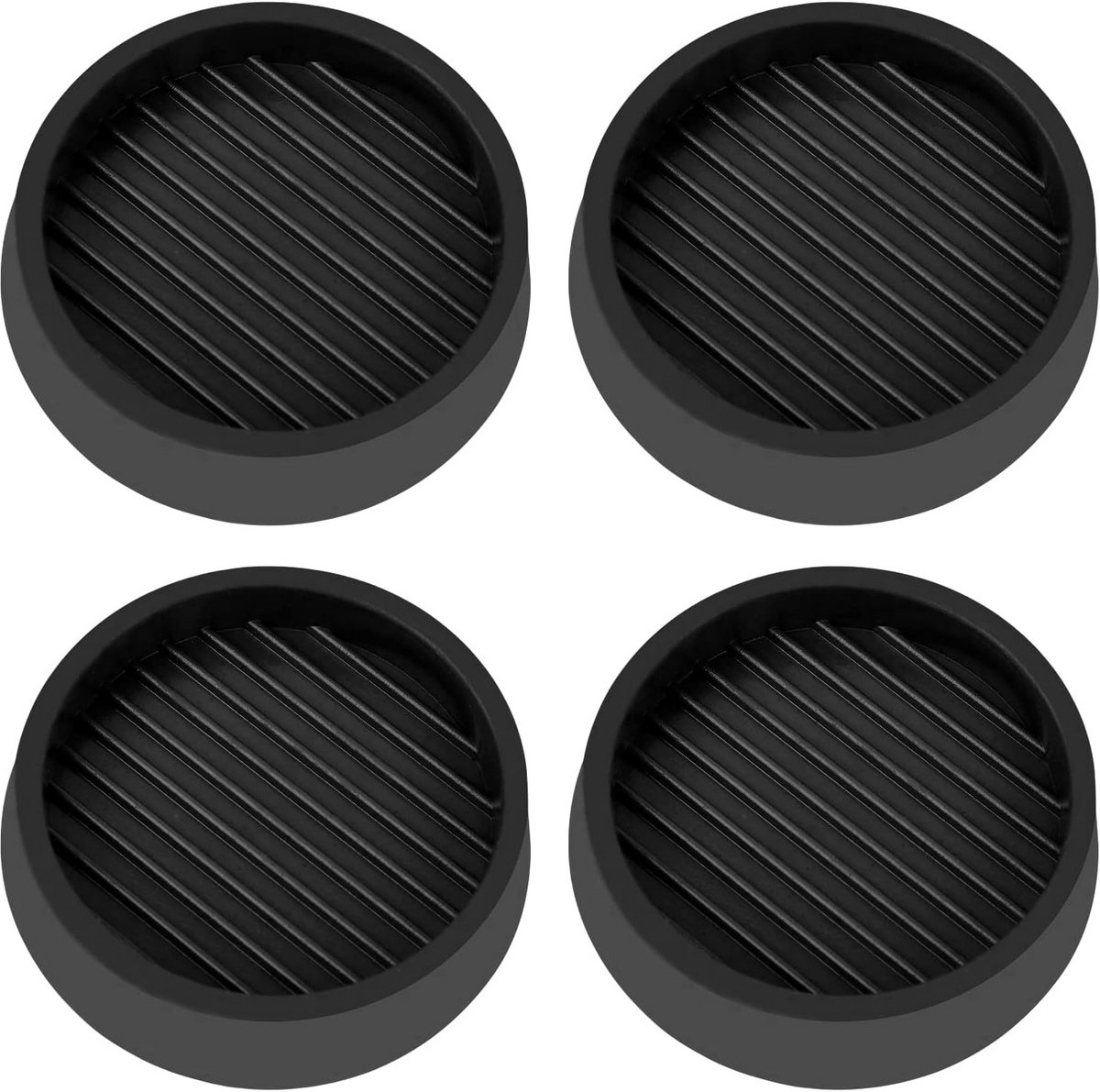2x2 Vloerbeschermers voor Meubelzwenkwielen, Antislip Rubber Cups Zwart