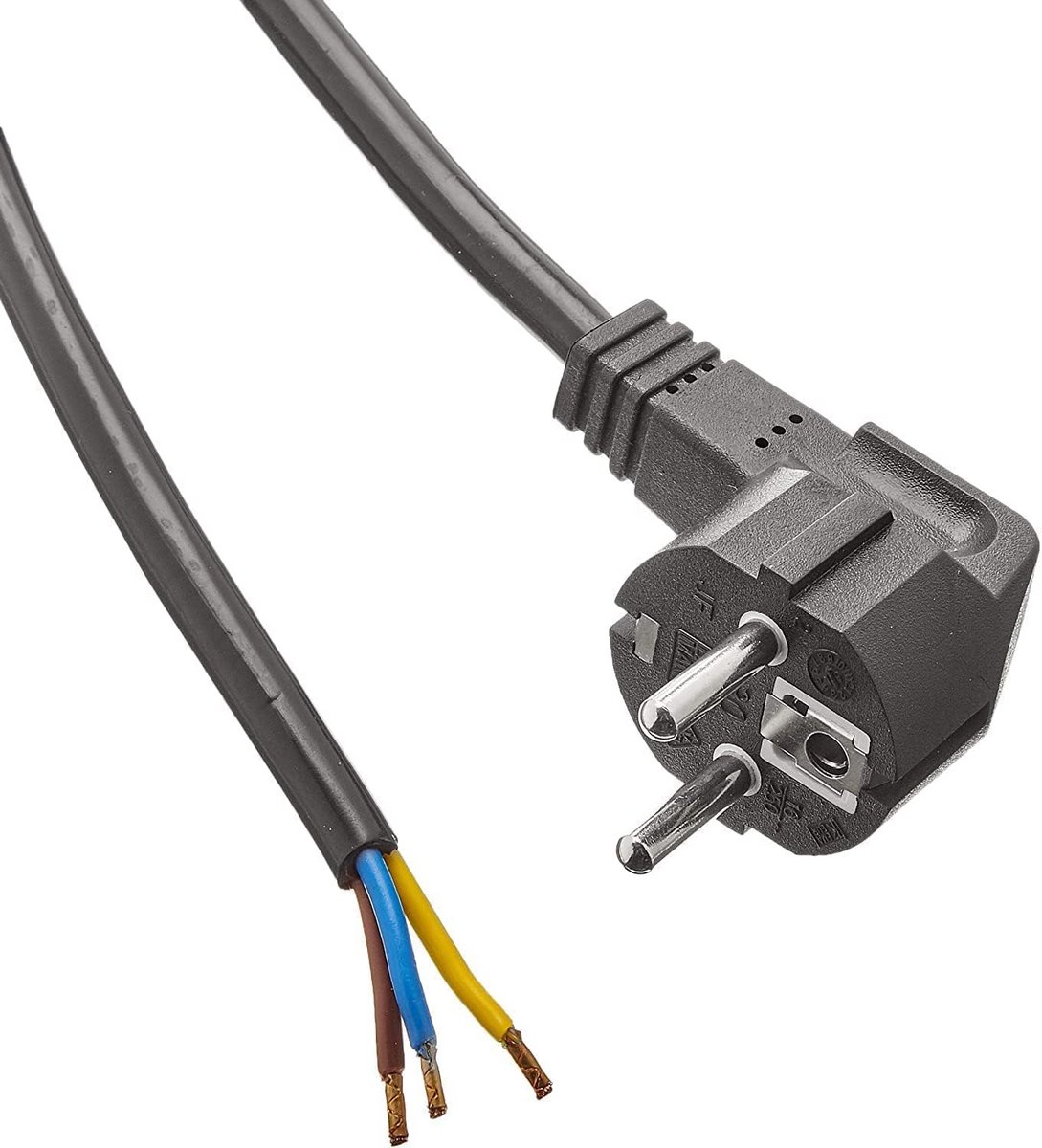 CEE7 Stroomkabel met Klem Men, 3 x 1 mm, 3 m, Zwart