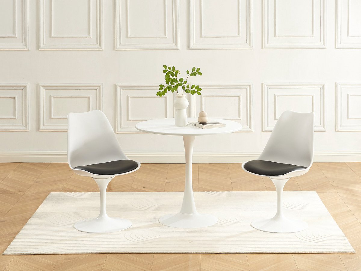 Vente-unique Set van 2 draaibare stoelen van polypropyleen, kunstleer en staal - Wit en zwart - XAFY Zwart, Wit