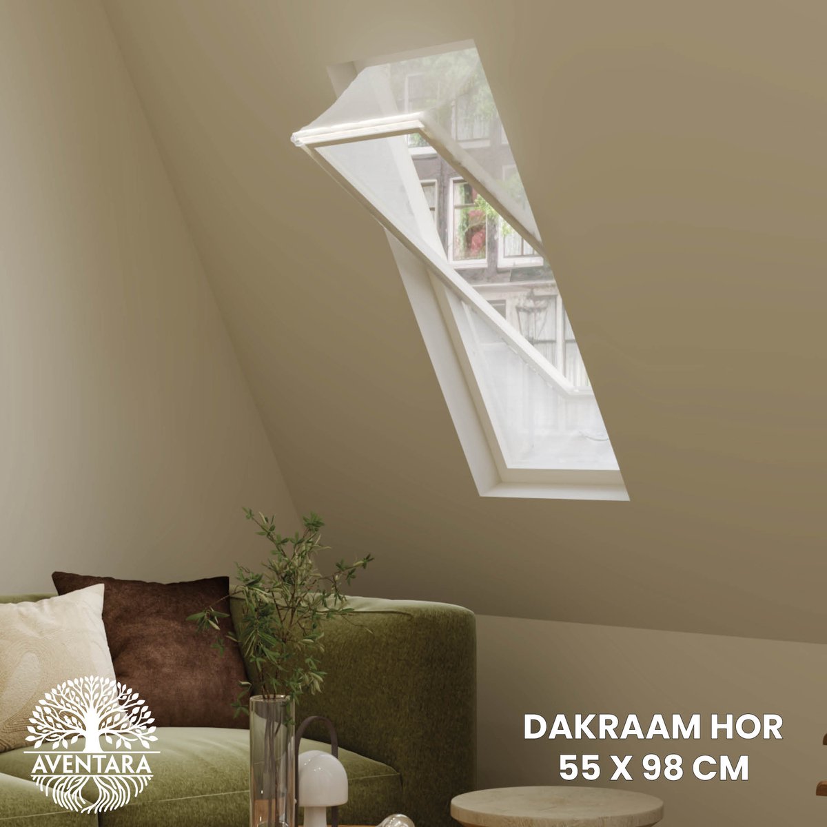 Aventara Dakraam Hor – 55 x 98 cm – Geschikt voor Velux: CK04 (GGL 6, 104, c04) Fakro, Optilight: Maatcode 02 Luxtra: C4A Insect Raamhor - Insecten Plissé - Vliegenhor – Gaas - Inbouw Zonder boren Wit 55 x 98