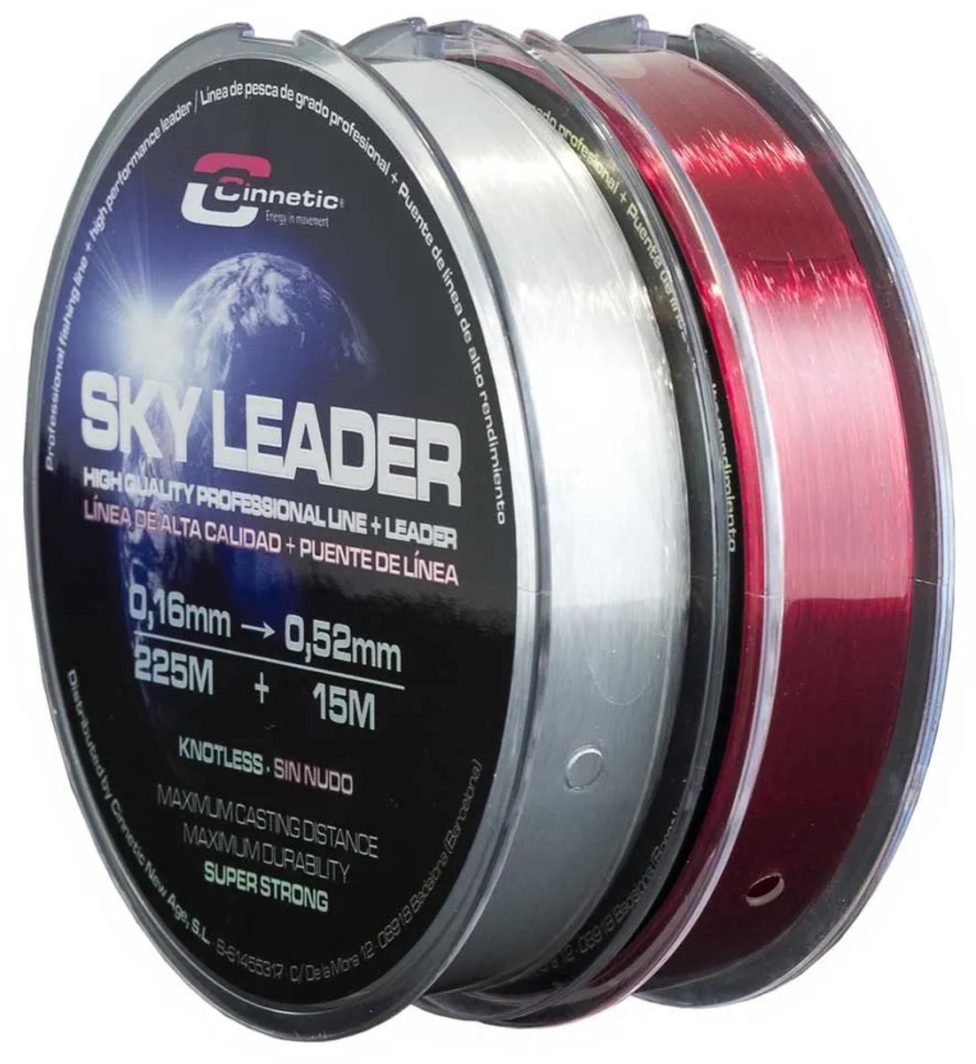 Cinnetic Sky Taps Toelopende Onderlijn 225x15 M Transparant,Rood 0.180-0.540 mm