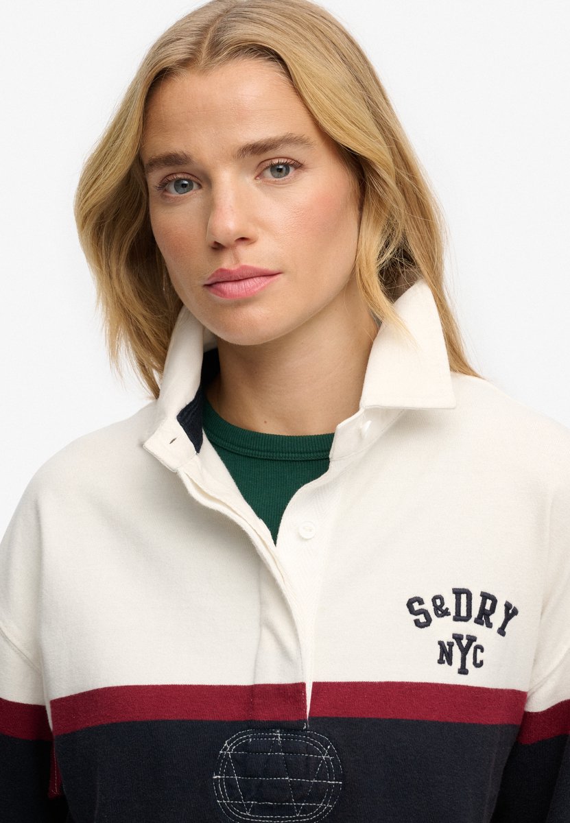Superdry Heritage Stripe Rugby Top Dames Lange mouwen shirts Creme