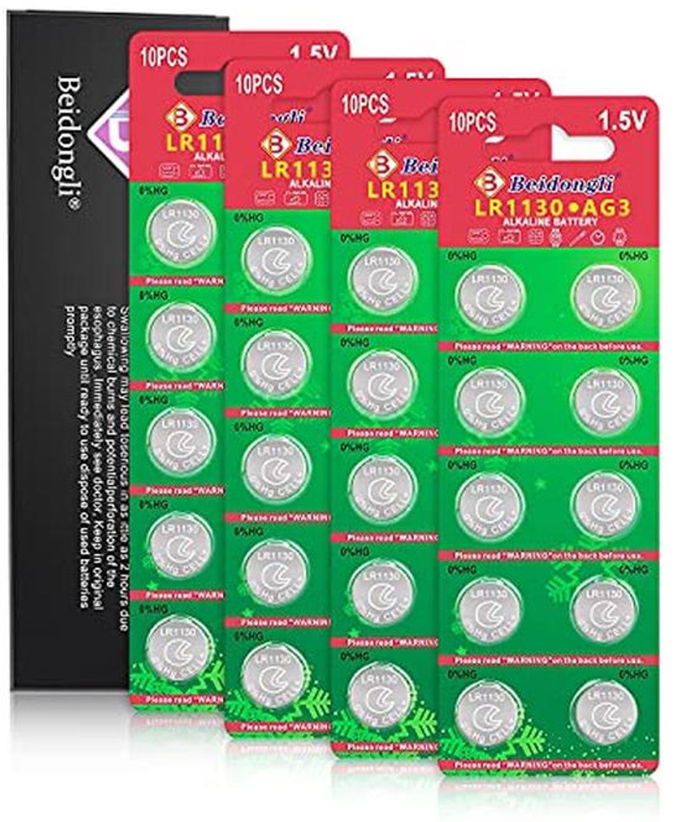 Alkaline knoopcelbatterij 1,5 V LR1130 (40 stuks)