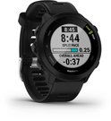 Zwart Garmin Forerunner 55 sporthorloge met digitale wijzerplaat die '8:45', '8:44 SPLIT PACE' en 'OVERALL AHEAD -0:37' toont.