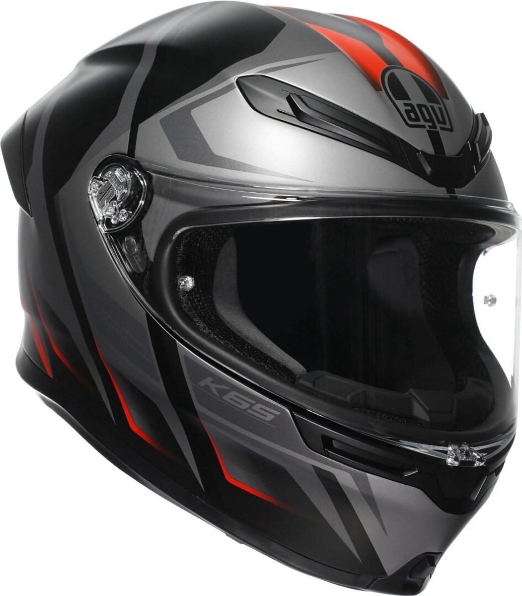 AGV K6 S Karve Matt Black/Grey/Red - Maat L - Integraal helm - Scooter helm - Motorhelm - Zwart - Scooterhelmen mannen en vrouwen.