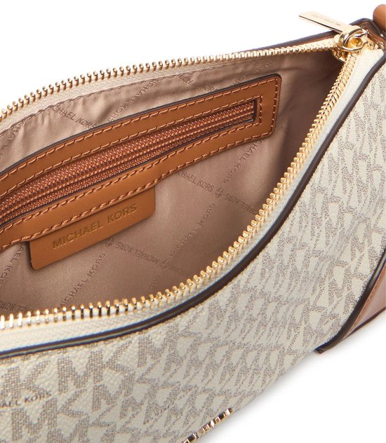 Michael Kors Petit Sac Crossbody / Sac à Bandoulière Femme - Murphy - Imprimé Logo - Vanilla/AcDonker Groenn