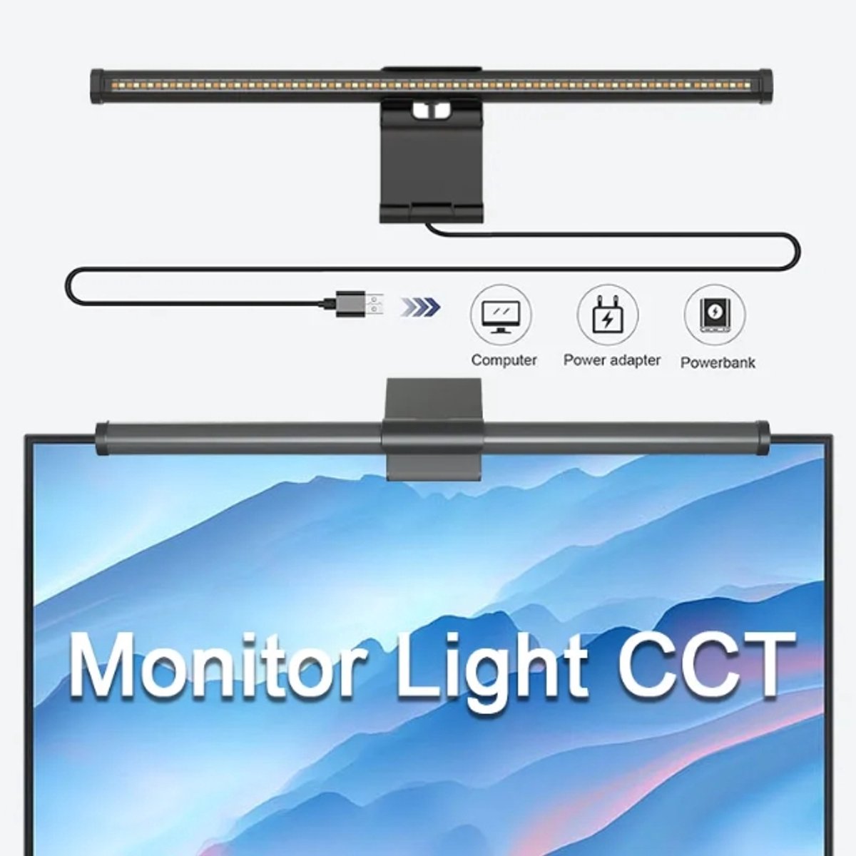 Rifty Monitor Light Bar - Monitor Lamp USB Dimbaar - Schermbalk Beeldscherm Lamp - 5 Kleurtemperaturen - Anti Reflectie - Oogvriendelijke Bureauverlichting voor PC, Laptop, Thuiswerken & Gaming thumbnail 2