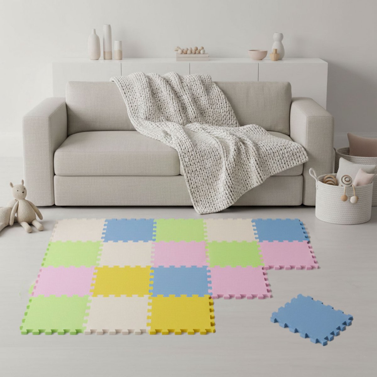 Van dag Één: 18-delige Baby Puzzel Speelmat - 30x30 EVA Schuim Kruipmat Vloermat Speeltapijt Kind