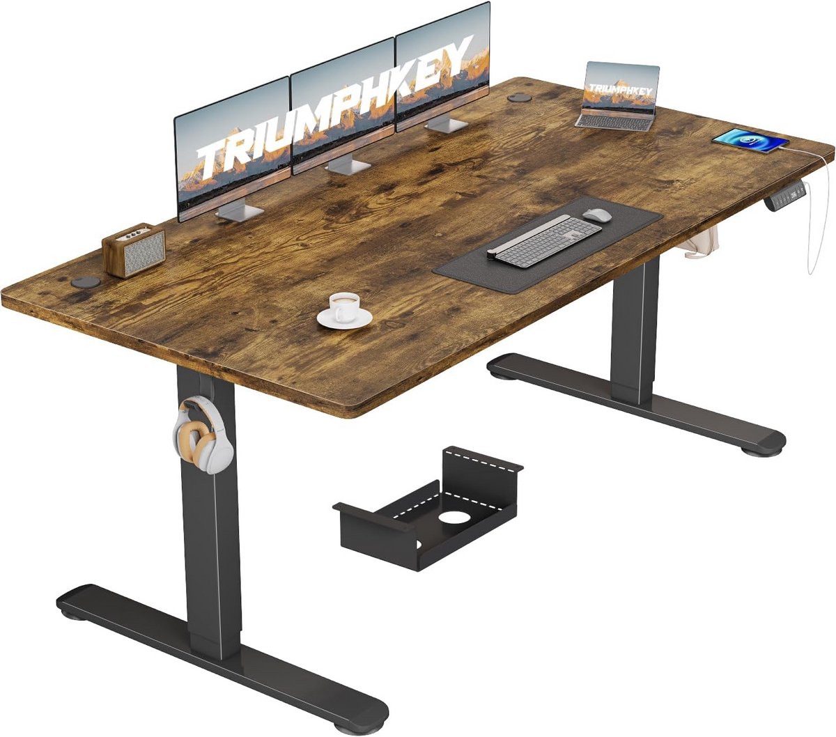 Hoogte Verstelbaar Elektrisch Bureau 160 x 80 cm met USB Oplaadpoort en Geheugencontrollers