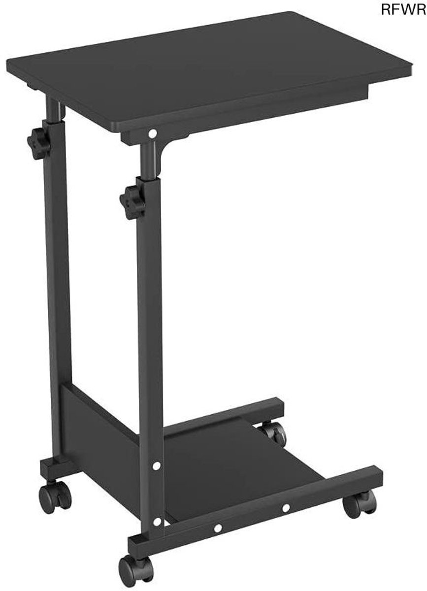 C-vormige bijzettafel met wielen - Multifunctionele laptoptafel, zwart