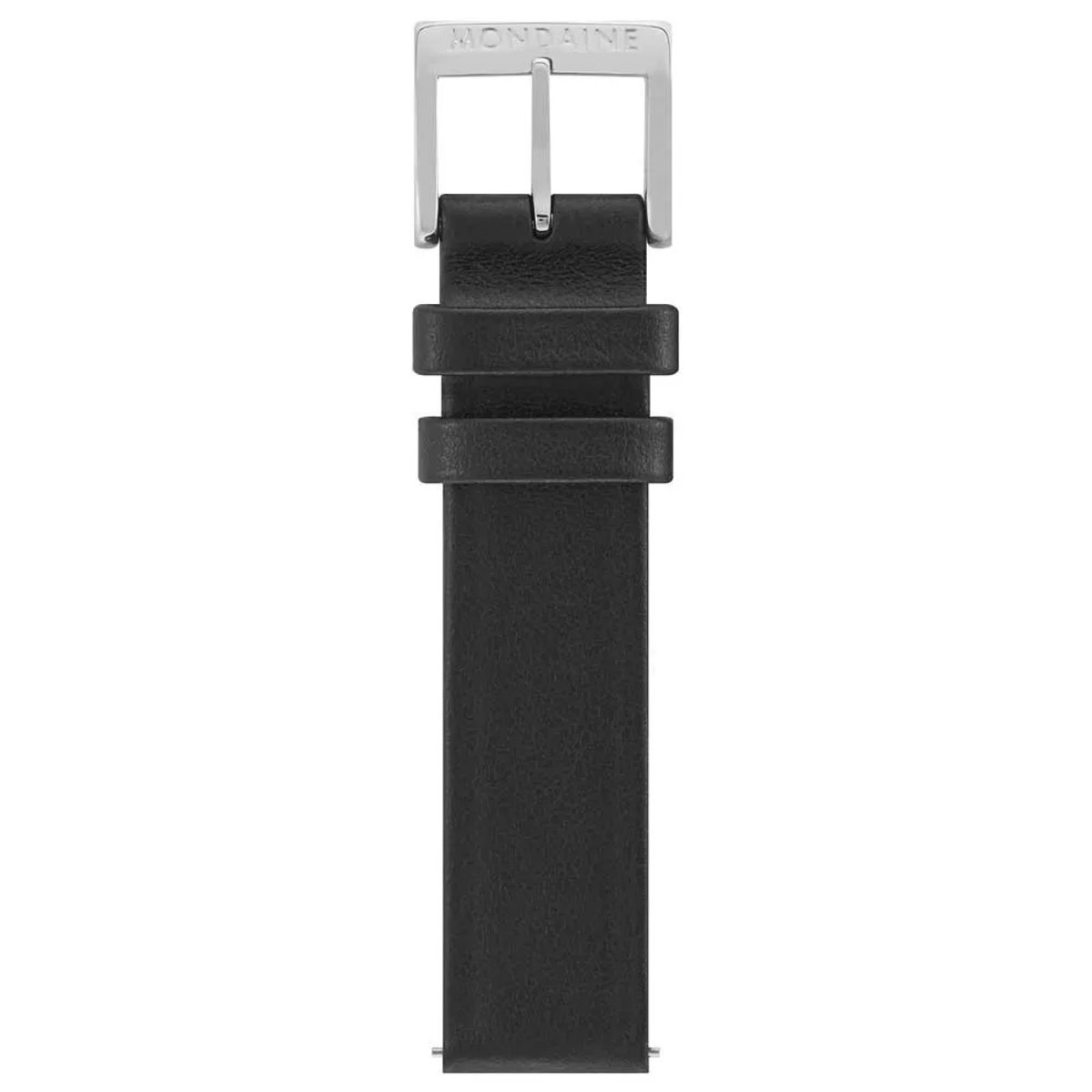 Mondaine Genuine Leather Snelontgrendelingsriem Zwart 16 mm