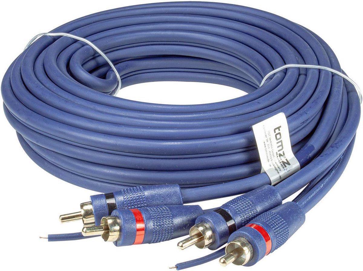 Professionele RCA Cinchkabel 5m - 2-voudig Afgeschermd - Donkerblauw met Afstandsbediening