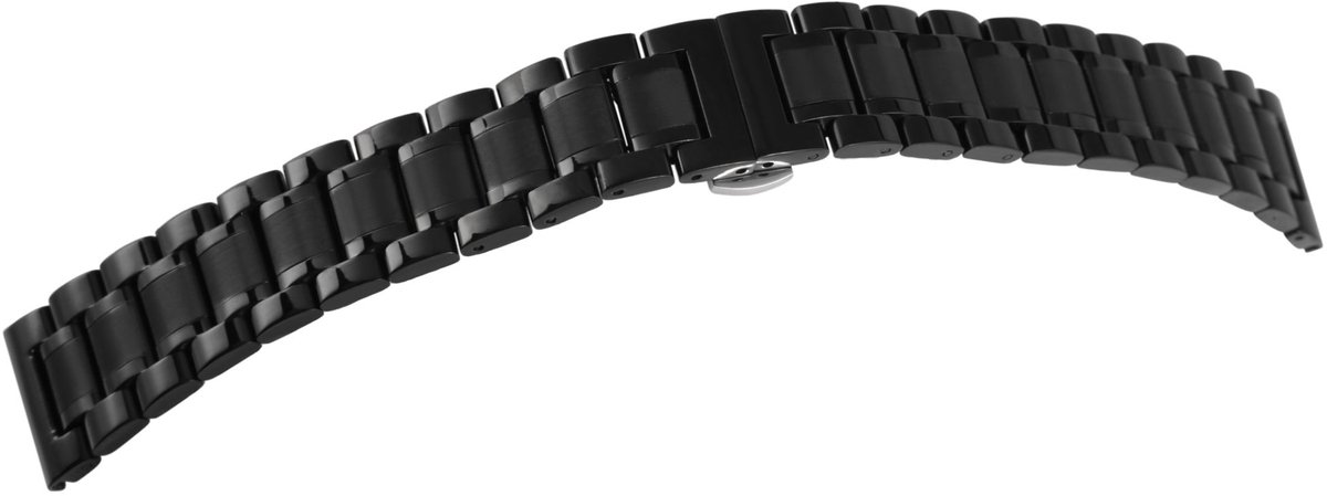 Engelhardt Engelhardt heren vervangende armband MB0025 roestvrijstalen horlogeband, zwart, vlindersluiting,