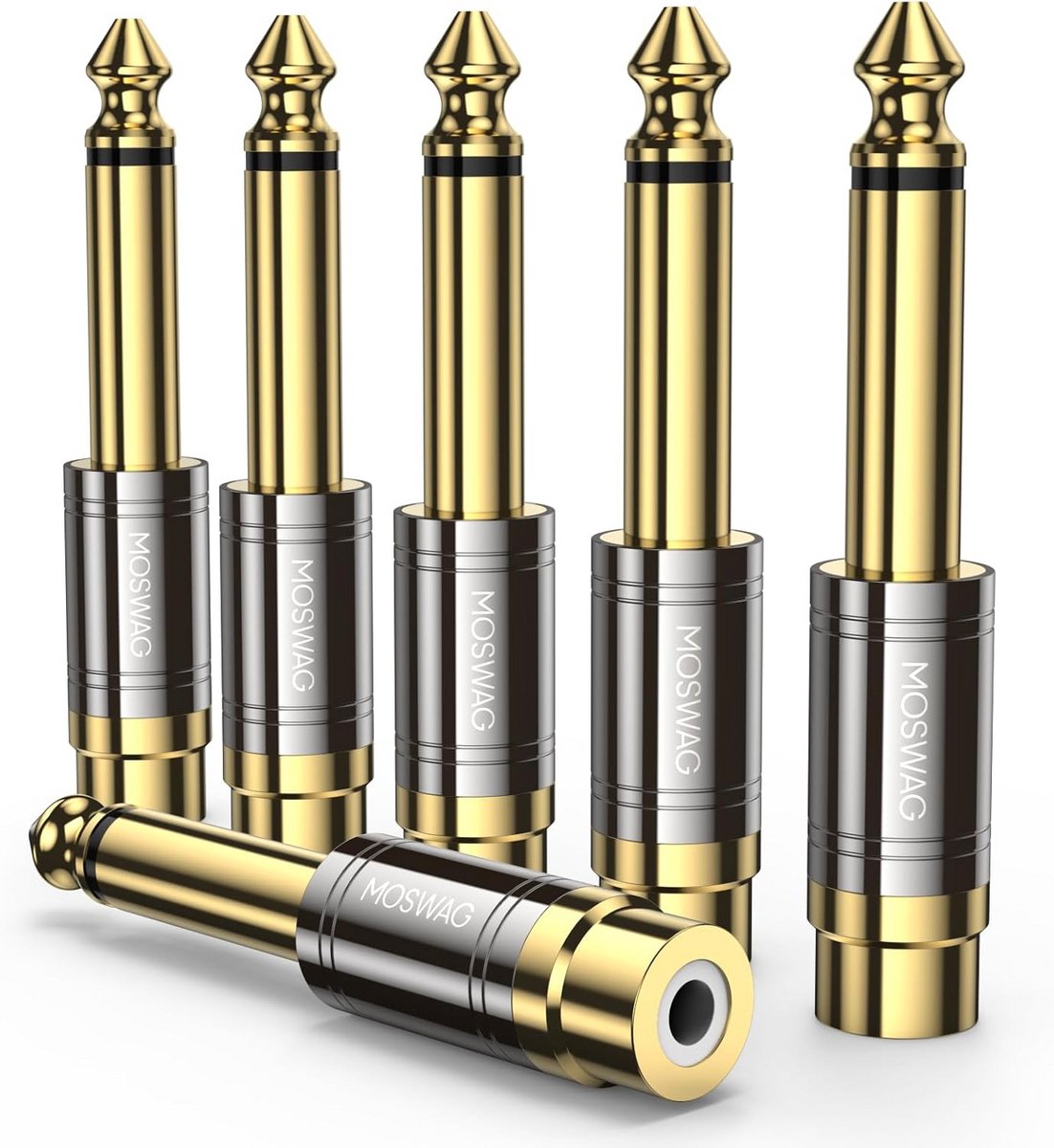 6.35 mm naar RCA Audio Adapter - 6 Pack voor Microfoon en Instrumenten