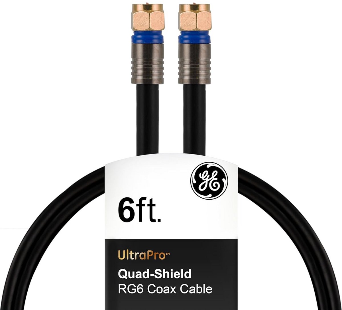 Coaxkabel 1,8 m met F-type connectoren - Quad-afgeschermde 3 GHz Digitale Kabel voor TV, DVR, Satelliet en Thuisbioscoop - Zwart