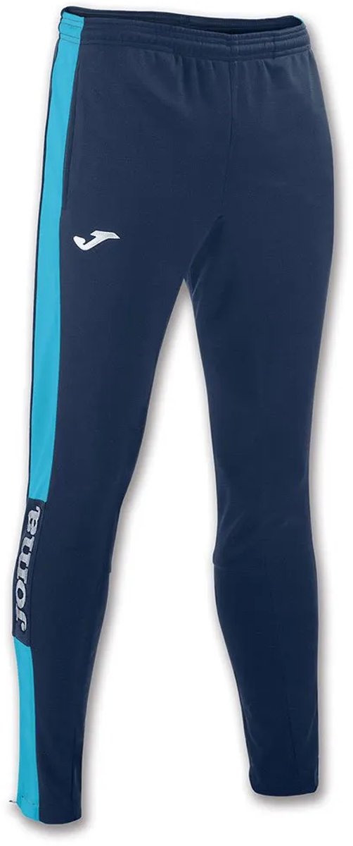 Blauwe Joma Championship IV lange broek voor heren met lichtblauwe accenten en logo, maat 2XL. Geschikt voor sport.