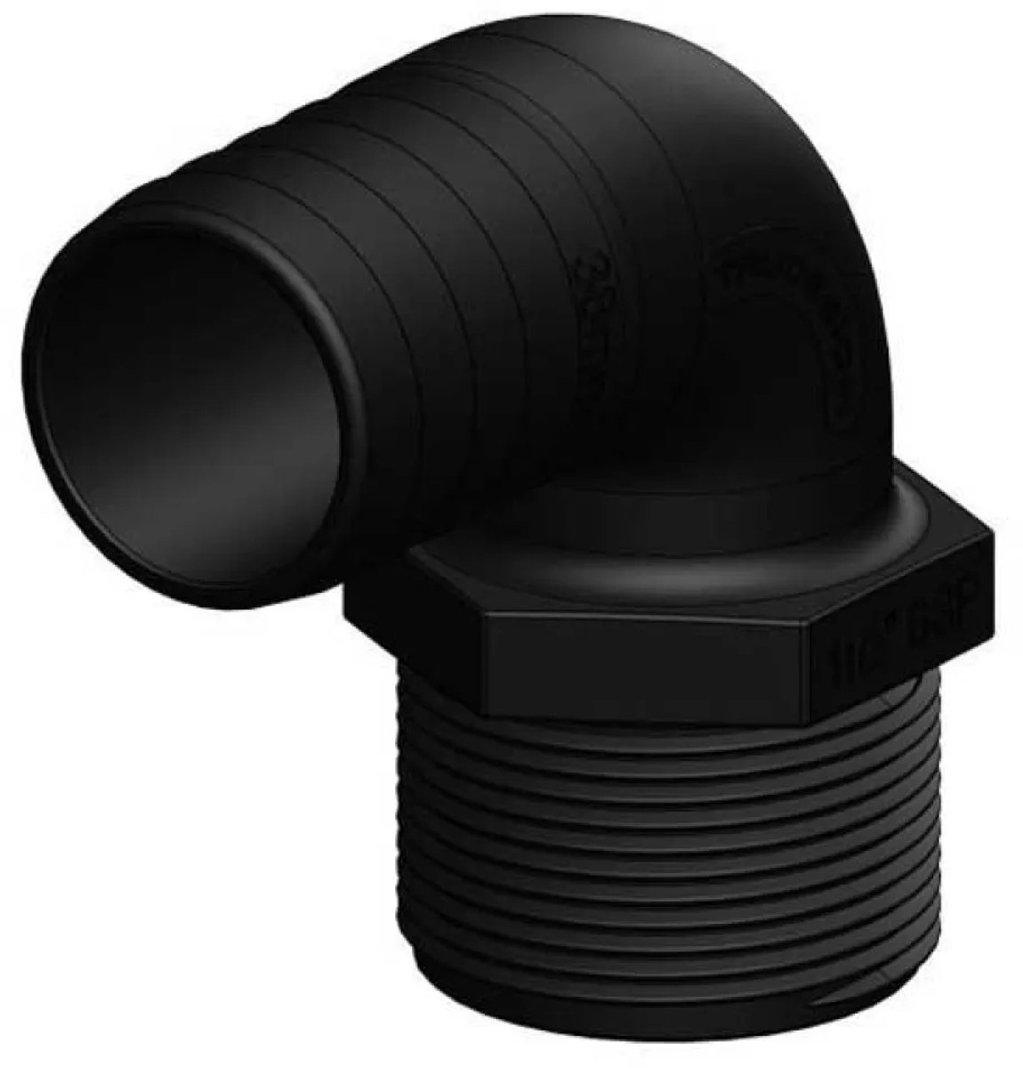 Trudesign Doorlopende 90° Hoekkoppeling Met Schroefdraad Mannelijk-mannelijk 1 1/2 Inch Zwart 38 mm