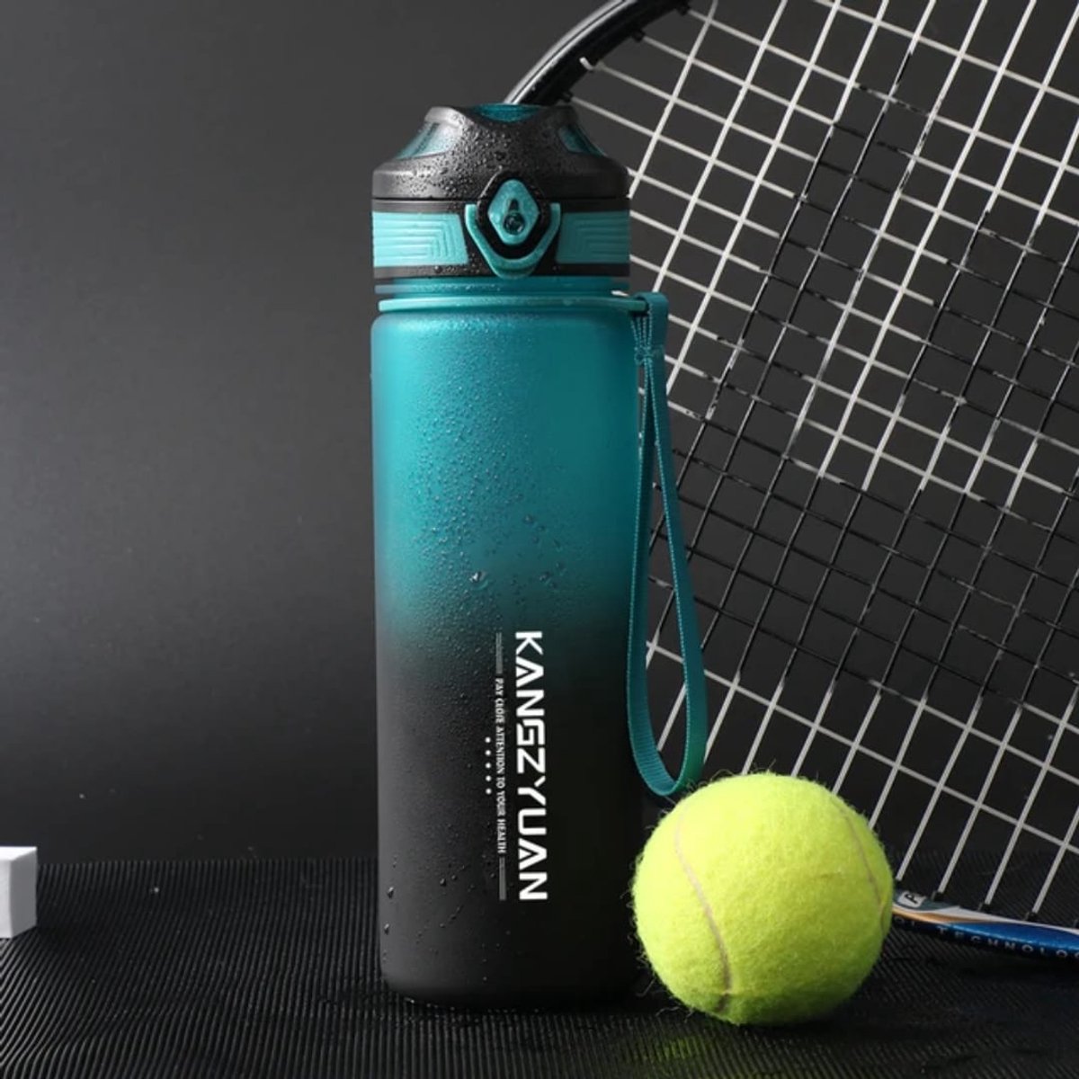 KANGZYUAN Waterfles - Drinkfles 500 ml – BPA-Vrije Tritan Waterfles – 100% Lekvrij – Herbruikbare Sportfles met 1-Klik Deksel – Voor School, Sport & Kantoor – Groen/Zwart