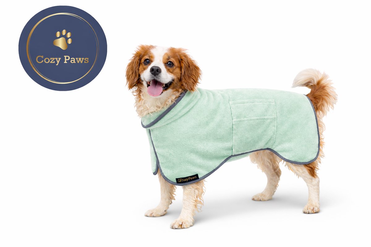 Cozypaws® Hondenbadjas - Badjas voor honden - Sneldrogend Microvezel - Mintgroen - Maat S