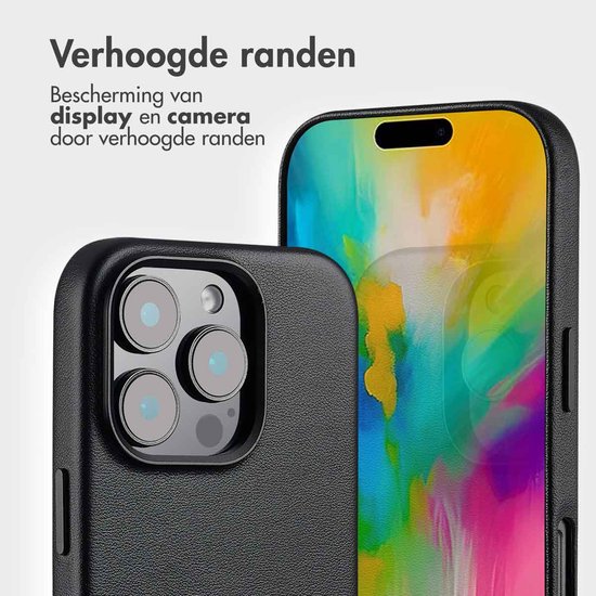Zwarte case met verhoogde randen voor display en camera.