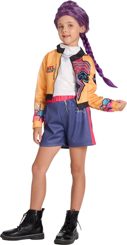 Joya Kids® K-pop Stijl Meisjes Verkleedset | Geïnspireerd op de Demonenjagers Helden | Verkleed Kostuum voor Kinderen | Verkleedkleding voor Carnaval & Halloween | Stoere Outfit Meisje | Maat 120 - 130 | 6-8 Jaar | Medium