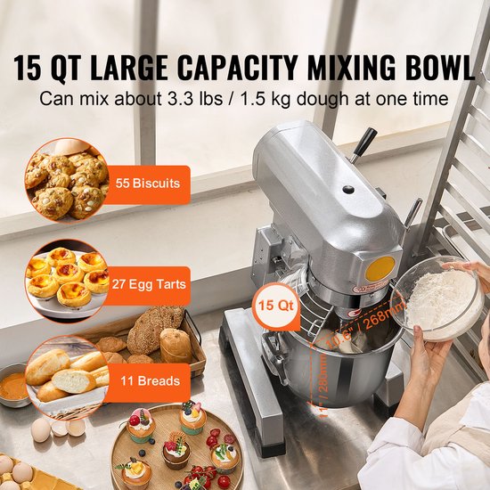 Keukenmachine Standmixer 550w Kneedmachine 14l Deegmenger van Deltafix — afbeelding 5