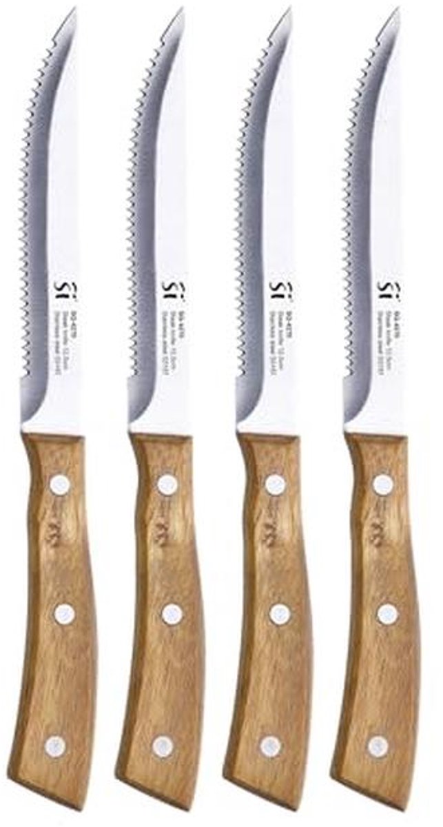 Set van 4 compacte roestvrijstalen steakmessen