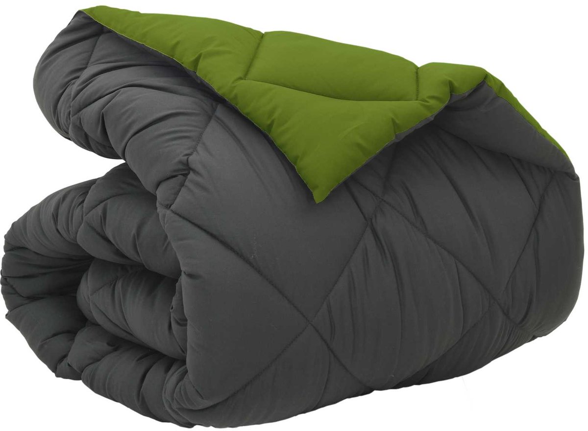 vidaXL - Winter - Duvet - Groen - en - Antraciet - 140 - x - 200 - cm - Microvezel