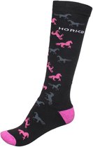 Horka - Paardrijsokken - Zwart Roze - Maat 35-38