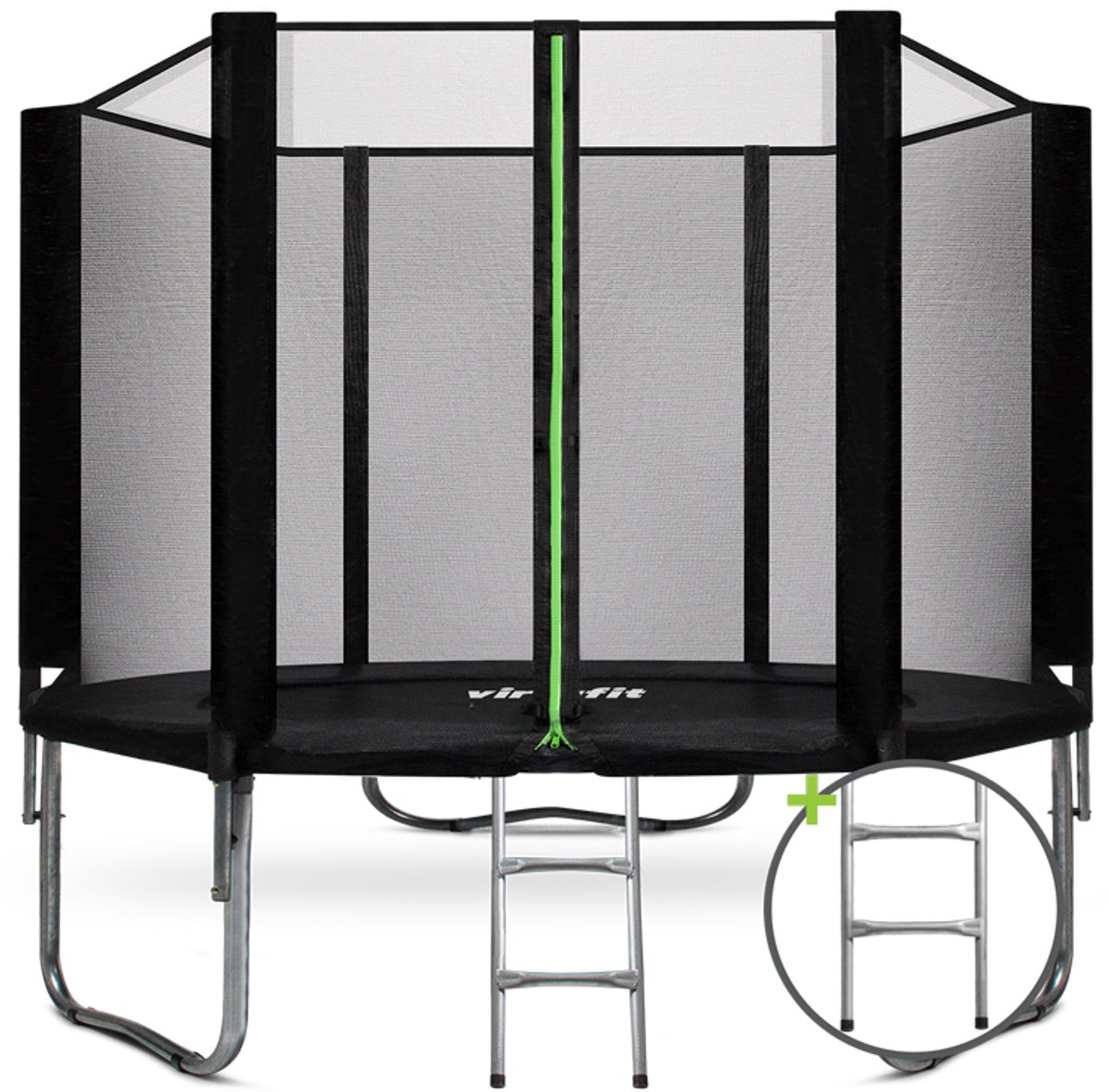 Bol.com VirtuFit Trampoline met Veiligheidsnet - 305 cm - Inclusief Gratis Trap - Extra Veilig - UV- en Weerbestendig - Voor Kin... aanbieding