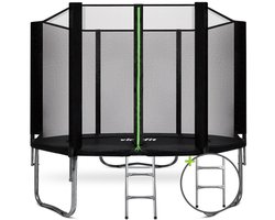 VirtuFit Trampoline met Veiligheidsnet – 305 cm – Inclusief Gratis Trap – Extra Veilig – UV- en Weerbestendig – Voor Kinderen en Volwassenen – Zwart
