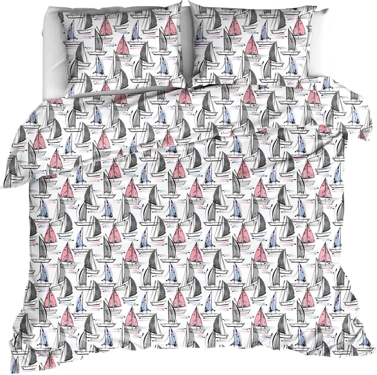 Moodit Dekbedovertrek Odil Regatta Mix - 260 x 240 + 2x 60 x 70 cm - Wit - Katoen