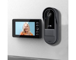 Video Deurbel Camera – met 4,3-inch scherm monitor – Draadloze visuele intercom voor binnen – Draadloze video deurbel camera met monitor