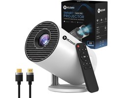 Vendar® YA350 Pro Mini Beamer 2025 – 350 ANSI Lumen – Inclusief HDMI Kabel - Smart Projector met 4K-ondersteuning – Geïntegreerd Android 14 – WiFi 6 & Bluetooth 5.4 – Voor iOS & Android – Thuisbioscoop – Wit