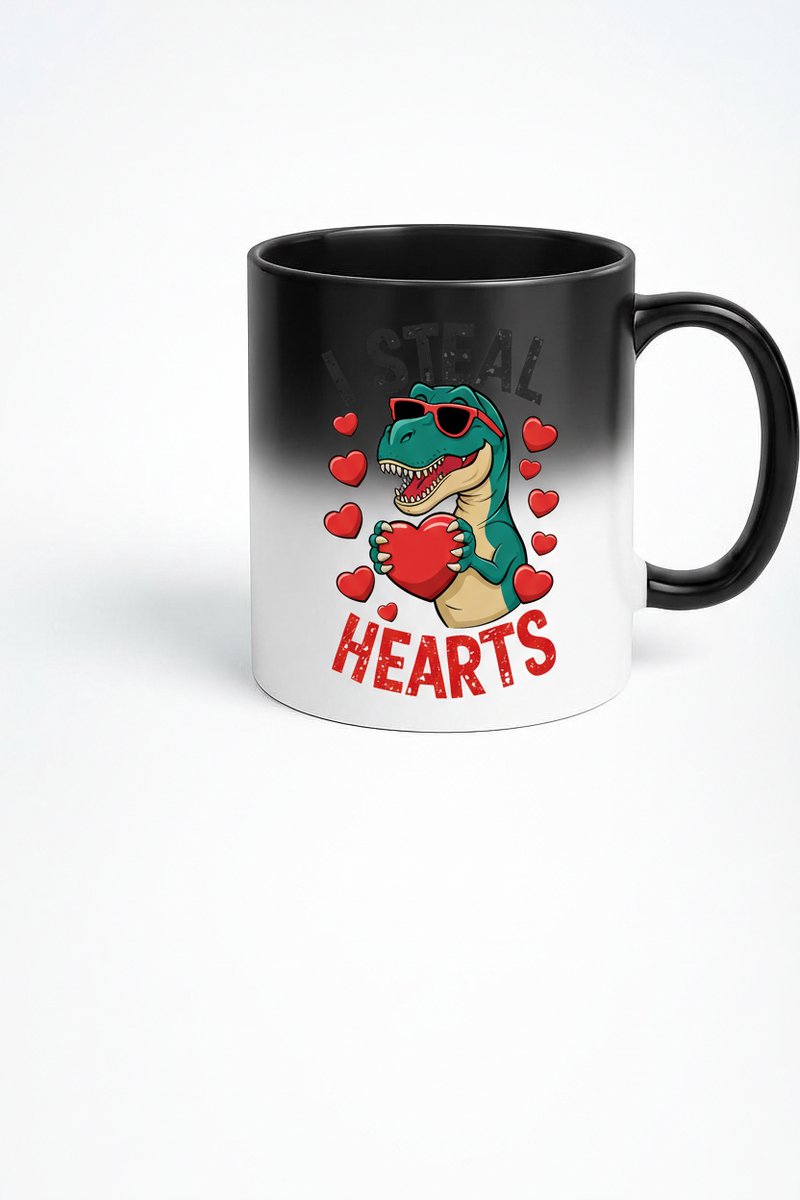Magic Mok T-Rex 'I Steal Hearts' - Grappige Dino Valentijn Thermoreactieve Mok
