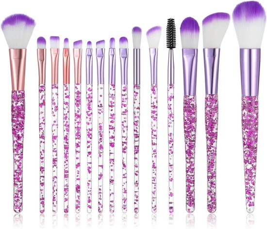 15-delige make-upkwastenset met professionele foundation, oogschaduwpoeder en highlighter concealer - beauty set voor vrouwen.