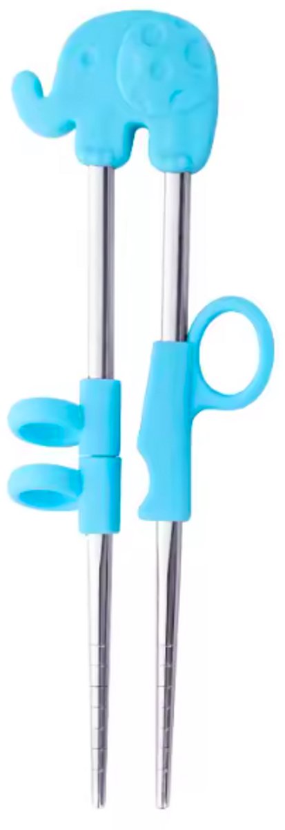 ProductGoods Kinder Eetstokjes – Olifant – Met Hulpstuk – 2 Stuks – Blauw/Zilver