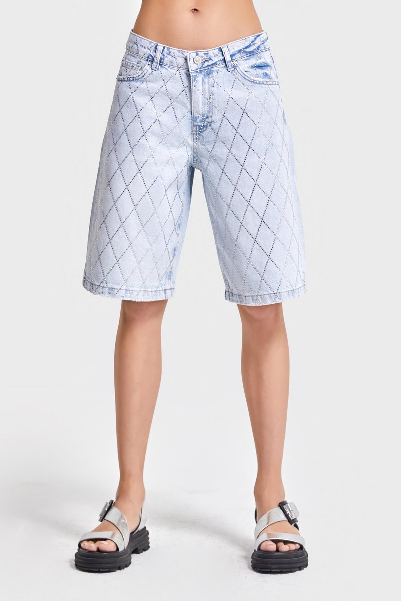 It's Basic - Rhinestone Bermuda Denim Short