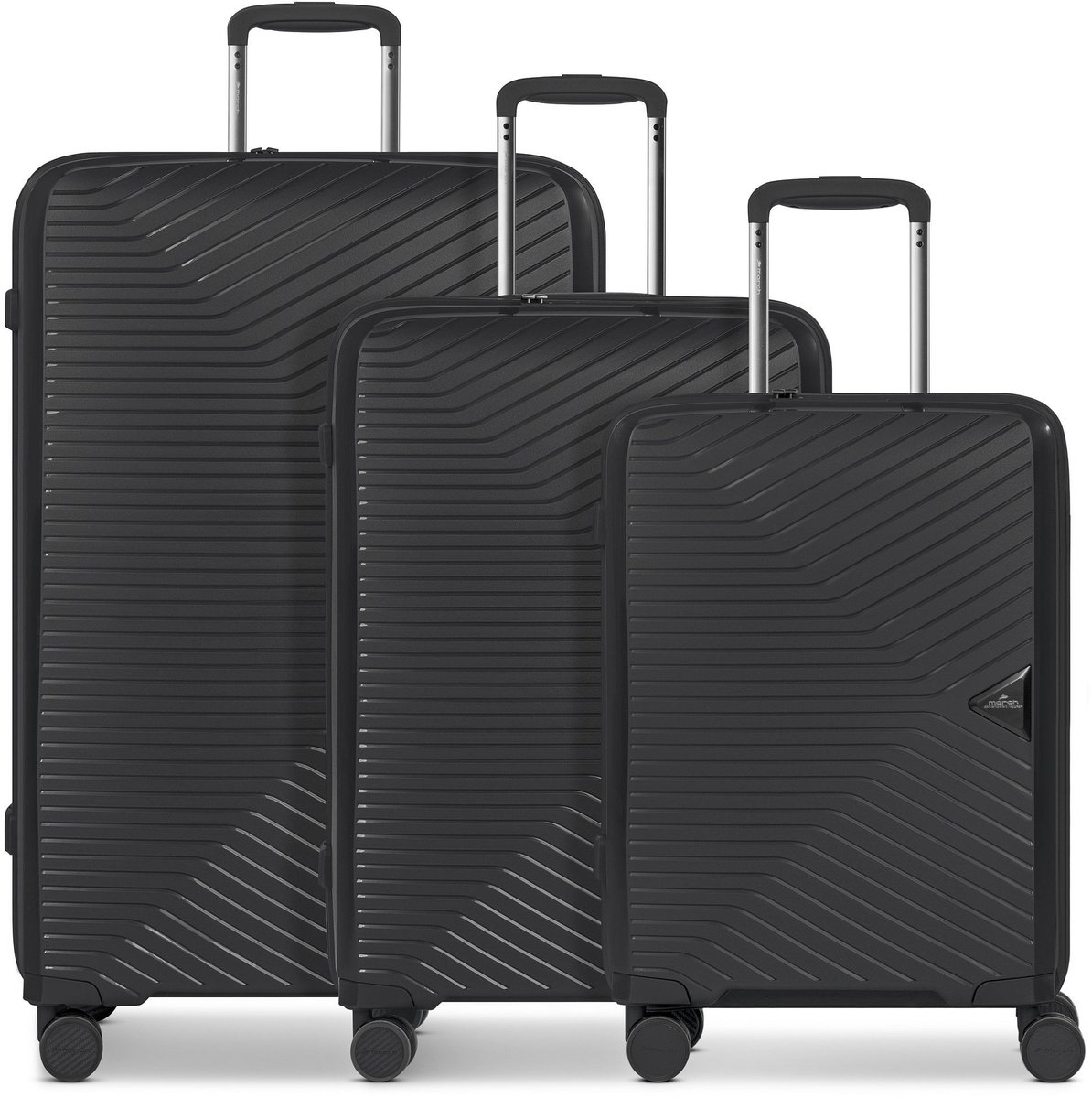 March15 Trading Gotthard Edition 4 wielen Kofferset 3-delig - Harde bagage - TSA slot - black metallic