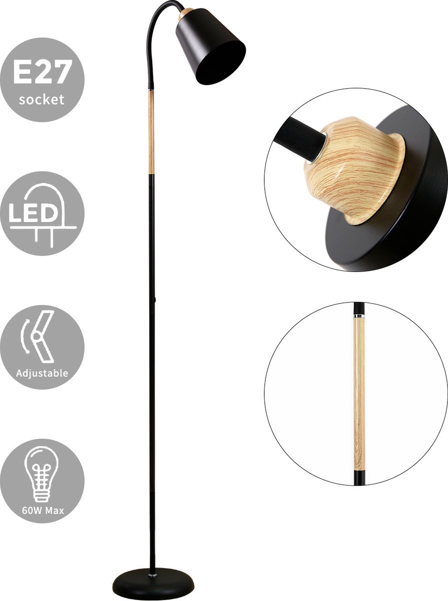 ANTEN Staande lampen met Leeslampen Grijs - 20W+7W 2750LM 3000K-6000K - Vloerlamp - Dimbaar - met Afstandsbediening - Voor Kantoor en Slaapkamer