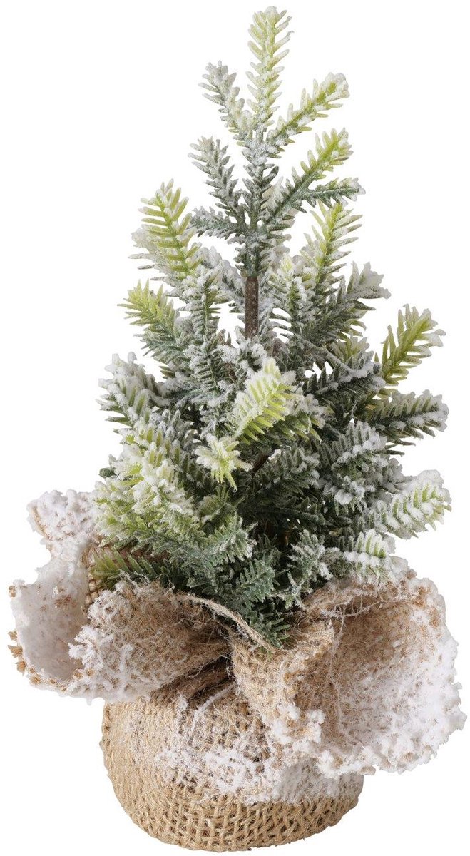Boltze Home kunstkerstboom besneeuwd decoratie 22cm groen.