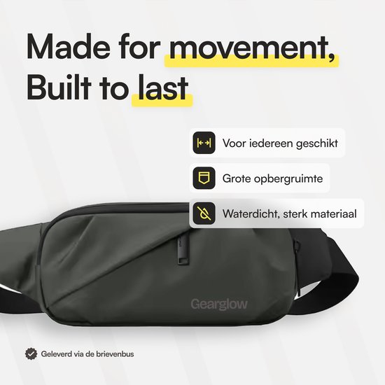 GearGlow® Hip Bag - Unisexe - Imperméable - Vert - Également portable comme sac à bandoulière