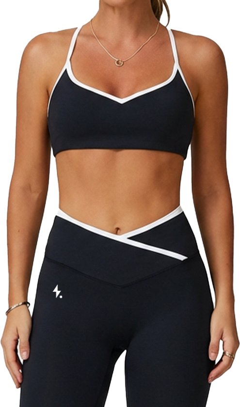 Ensemble de sport Contour pour femme – Leggings et BH de Sport – Anti-squats, gainant et taille moyenne – Zwart – Taille S – Impulse Fitwear