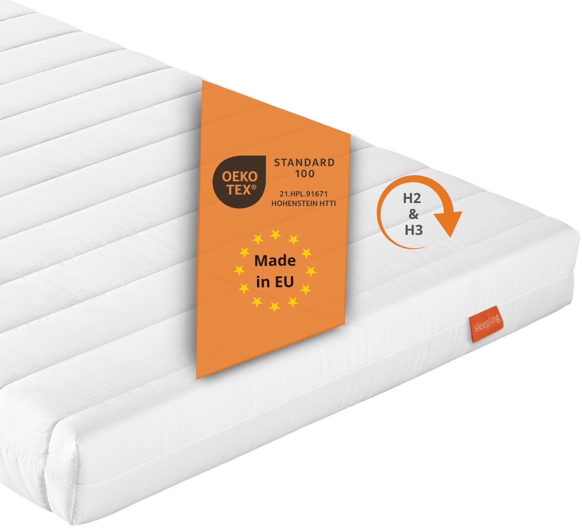 sleepling Basic 30 - wendematras 90x200 cm comfortschuim - matras met duo hardheidsgraad 2 en 3 - 11 cm hoogte - afneembare hoes - Made in EU - topkwaliteit - 90 x 200 x 11 cm - wit
