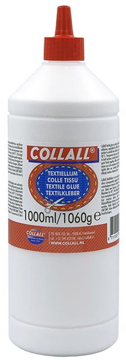 Collall textiellijm - 1000 ml grote fles textiellijm voor stof.