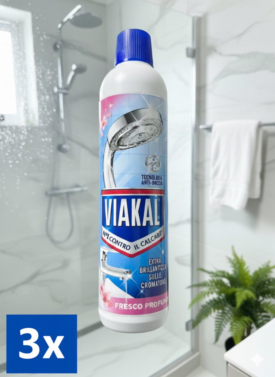 3 x Viakal Ontkalker 630 ml – Extra Briljante Glans voor Chroom – Nr. 1 tegen Kalk – Met Frisse Geur